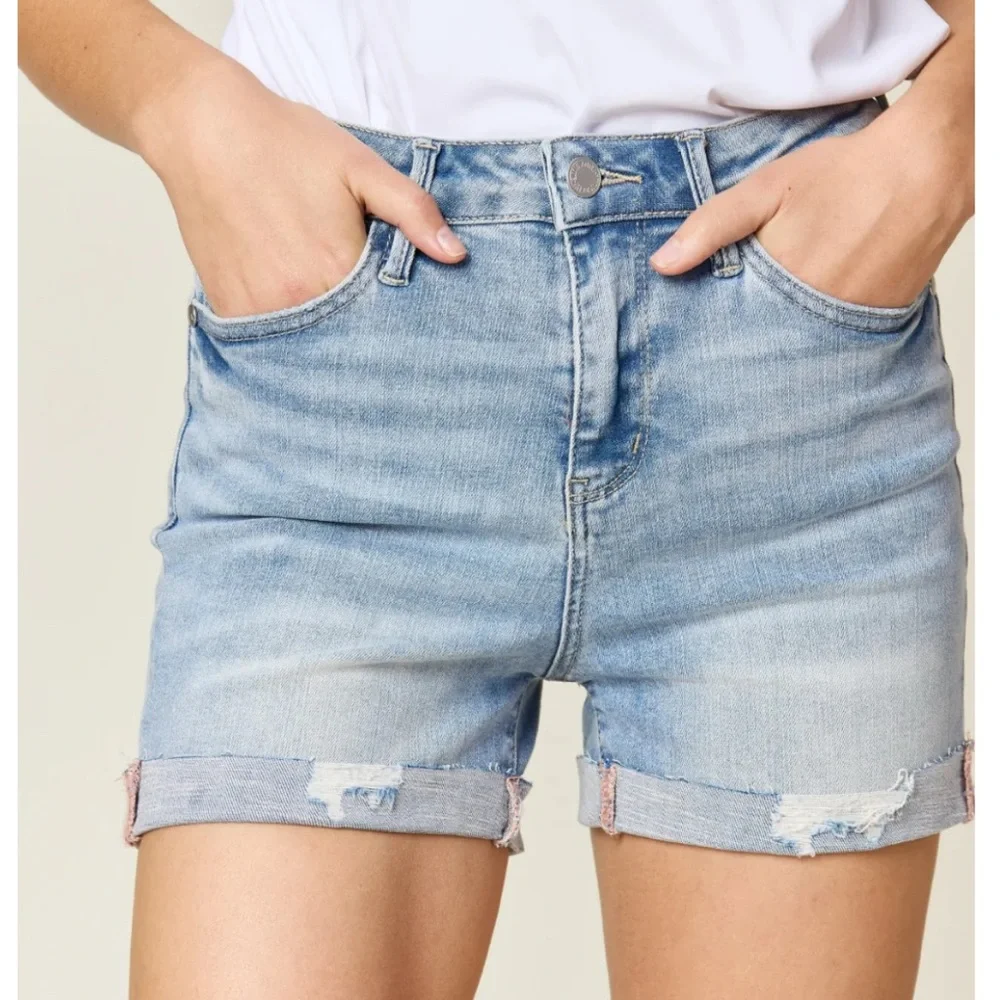 Judy Blue High Waist Rolled Denim Shorts Sz S